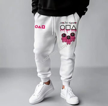 Unisex Vintage Squid Game Print Casual Sweatpants