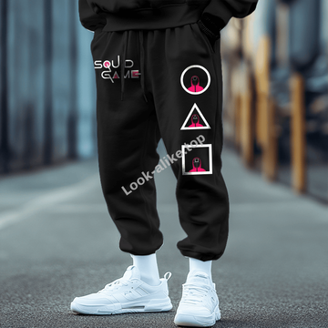 Unisex Squid Game 2 Printed Casual Black Sweatpants