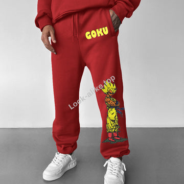 Unisex Anime Print Embroidered Sweatpants Casual Pants