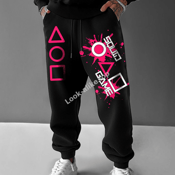 Unisex Oversized Squid Games Printed Sweatpants Streetwear