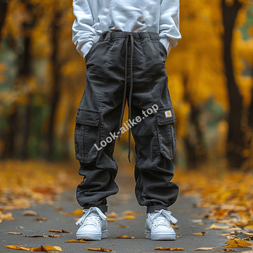 Men's Lace-up Baggy Trousers With Large Pockets