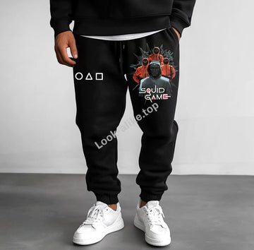 Unisex Vintage Squid Game Print Casual Sweatpants