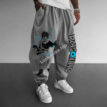 Unisex Oversized Anime Print Loose Casual Harem Pants