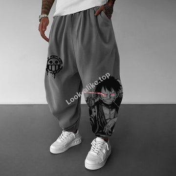 Unisex Anime-themed Casual Oversized Harem Pants