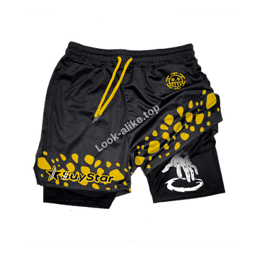Men's Anime Print Drawstring Double Layer Shorts