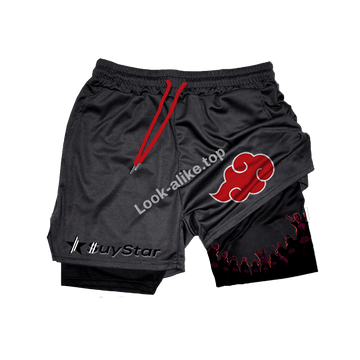 Men's Anime Print Drawstring Double Layer Shorts