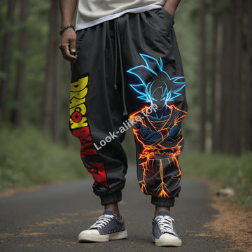 Men's Casual Anime Dragonball Print Pencil Pants