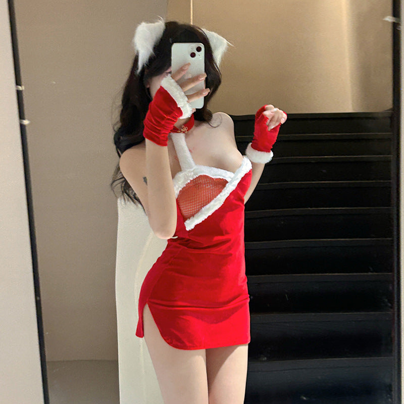 C6285 Erotic Cheongsam Christmas Dress