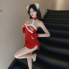 C6285 Erotic Cheongsam Christmas Dress
