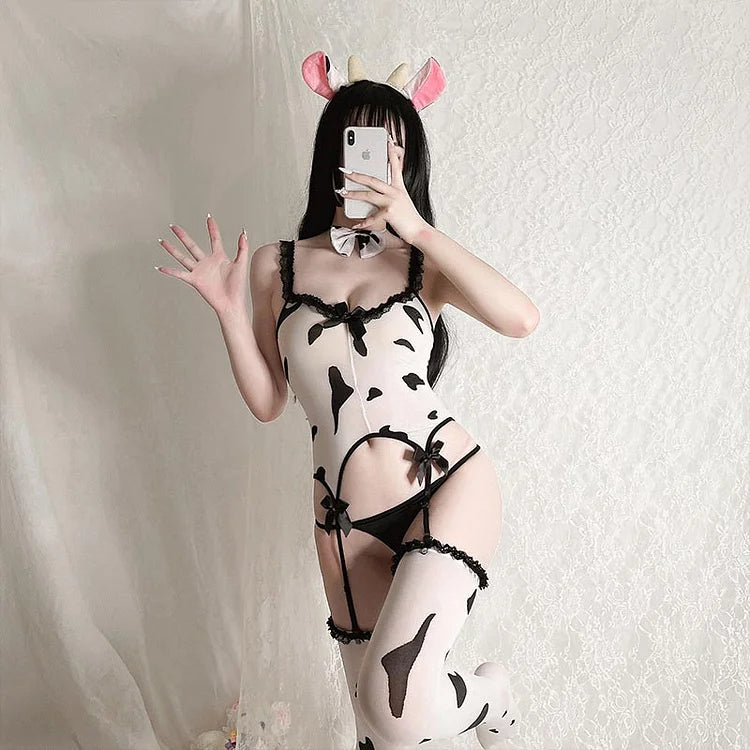 SC7452 Tearable Cow Bodystocking Lingerie