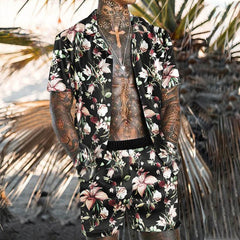 Fashion Leisure Flower Holiday Style Polo Suit