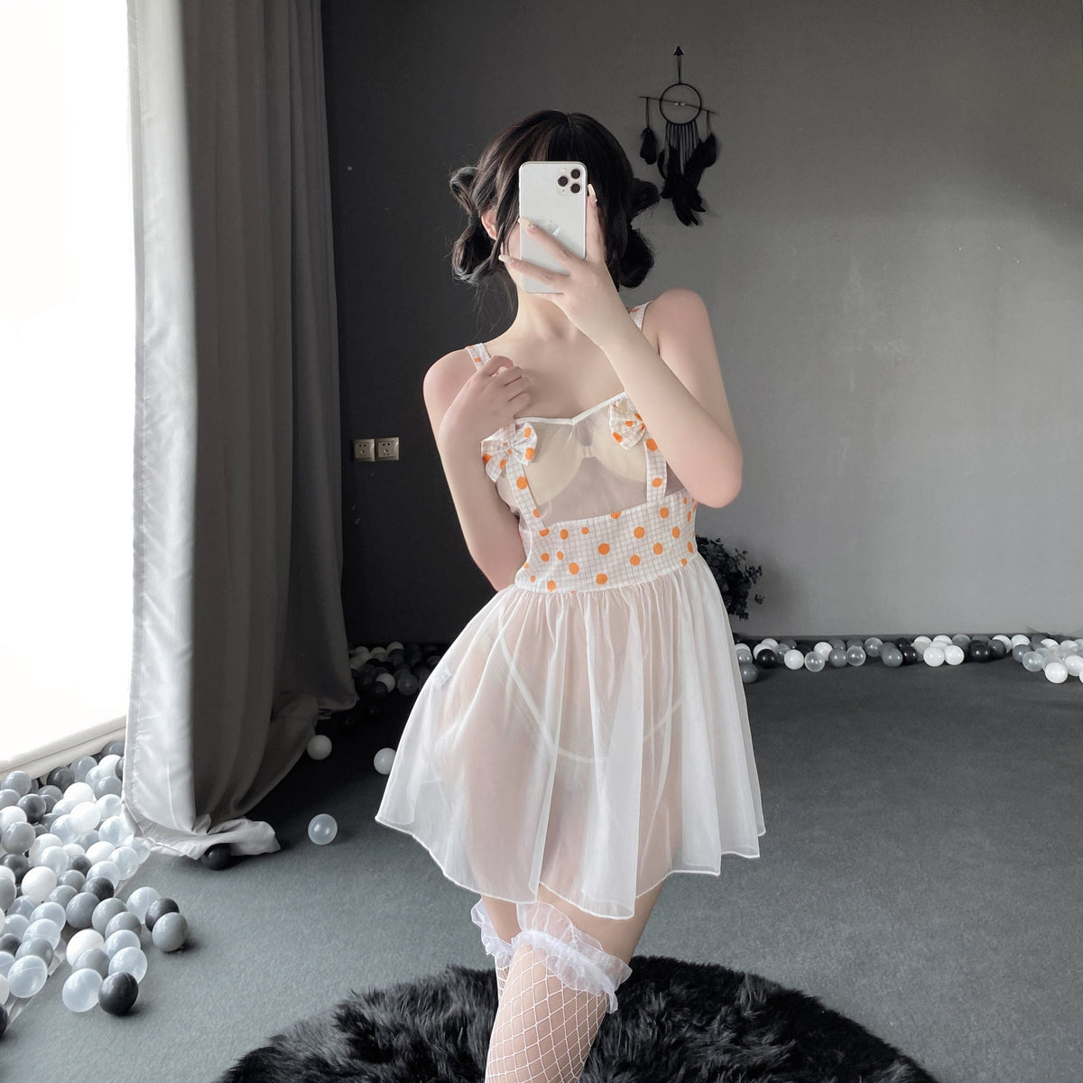 N2603 Open Crotch Sheer Nightdress