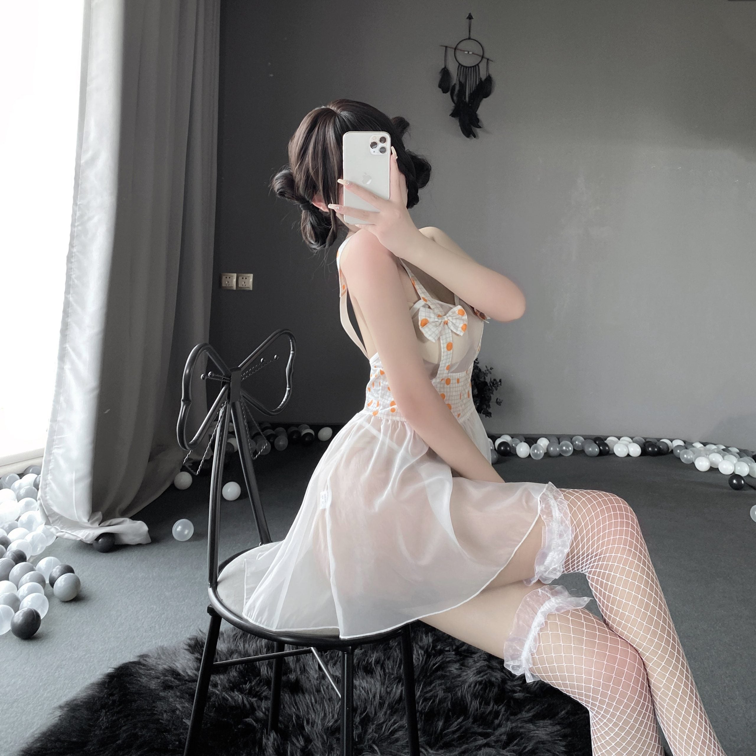 N2603 Open Crotch Sheer Nightdress