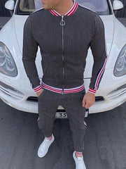Fashion Casual Stripe Print Sports Two-Piece Set