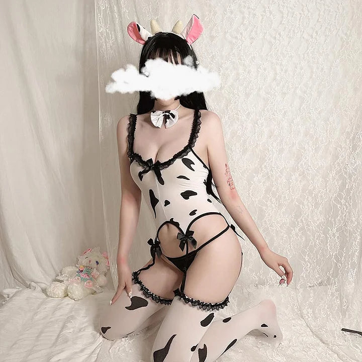SC7452 Tearable Cow Bodystocking Lingerie