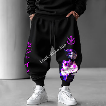 Unisex Anime Print Loose Casual Harem Pants